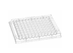 Clear Flat-Bottom 96-Well UV Plate, Nonsterile, with Lid, for OD Assays at >230nm.